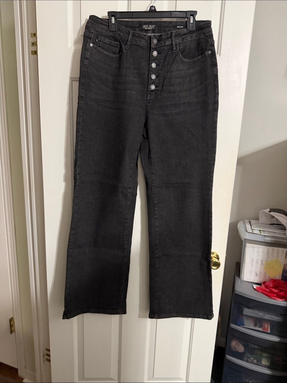 Judy Blue Faded Black High-Rise Wide Leg Jeans with Exposed Button Fly